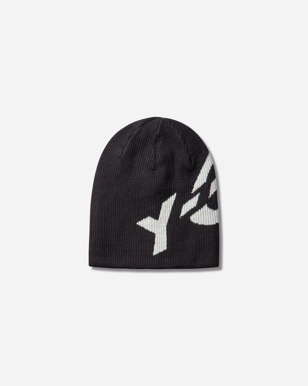 Y-3 Black Graphic Logo Beanie Cream for men