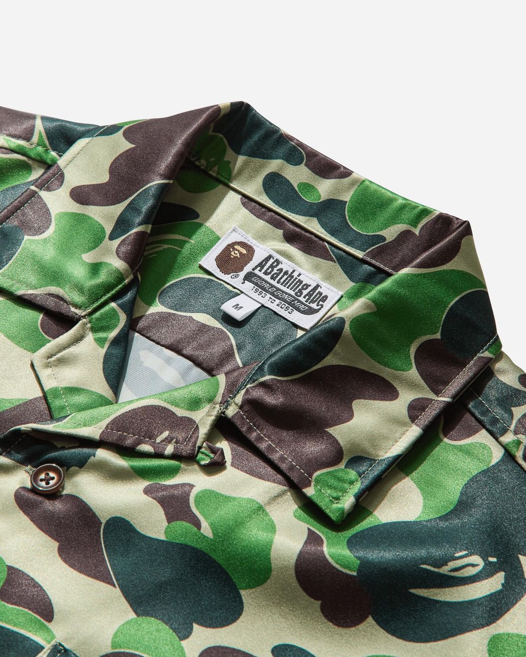 A Bathing Ape Green Men S Abc Camo Open Collar Shirt for men