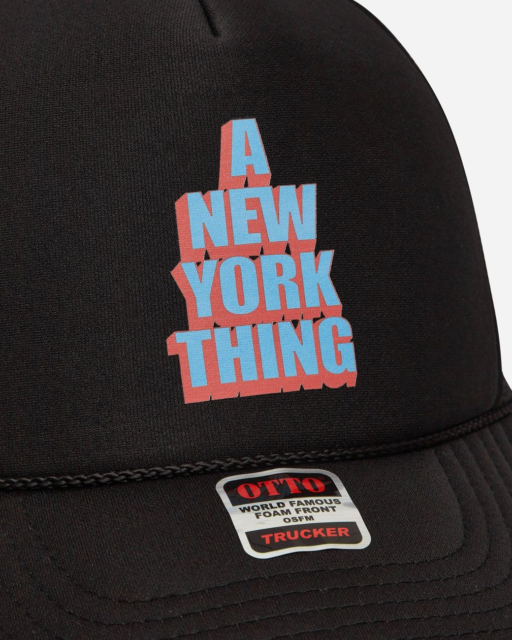 Anything Black Stacked Trucker Hat for men