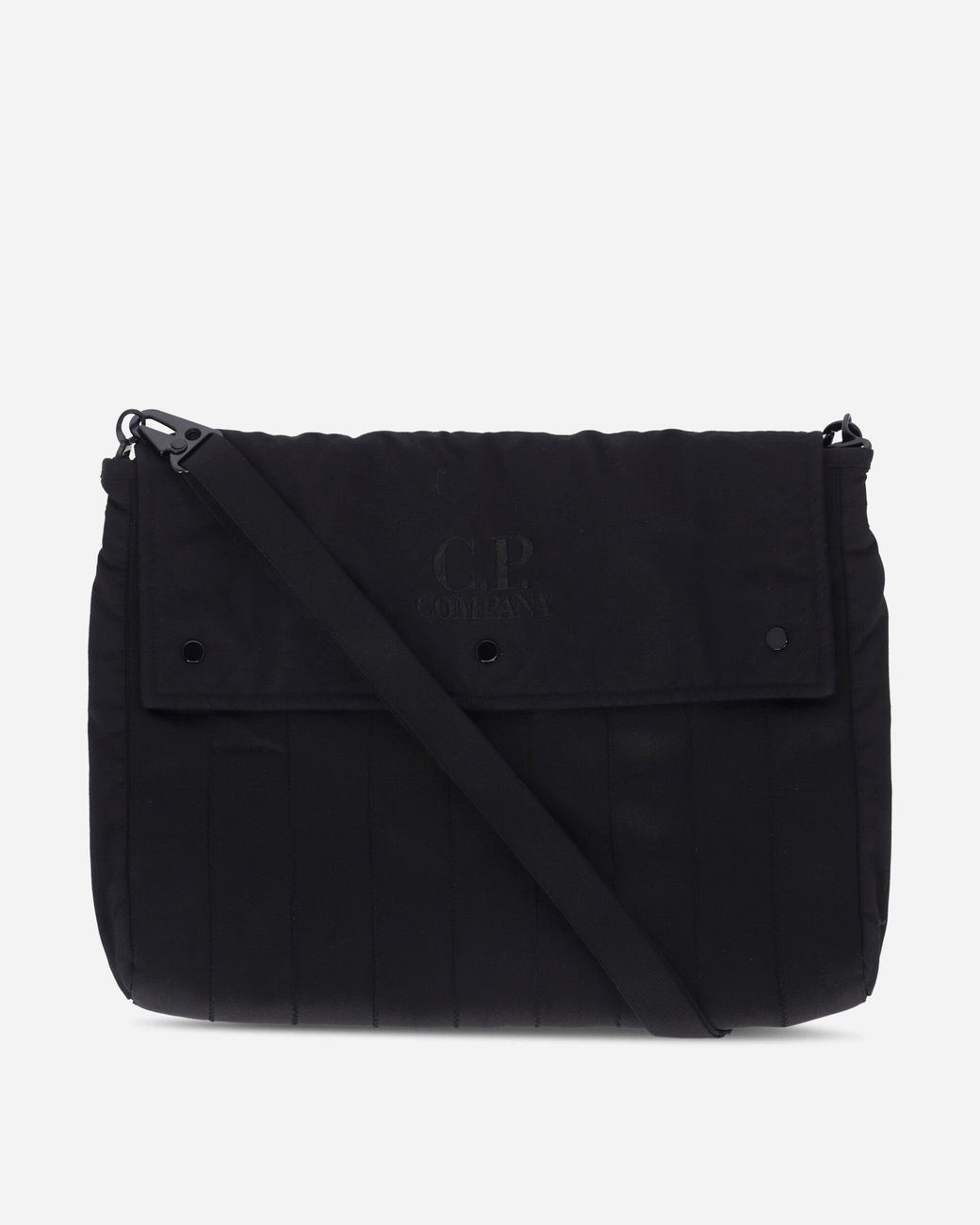 C P Company Black Herringbone Logo Bag for men