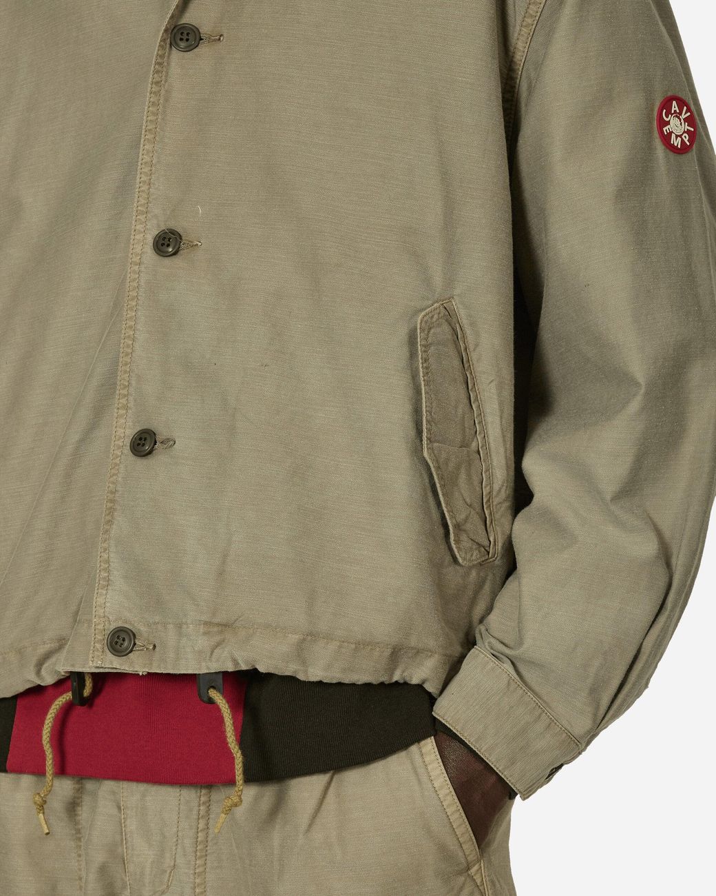 Cav Empt Overdye Light Cotton Button Jacket Khaki in Green