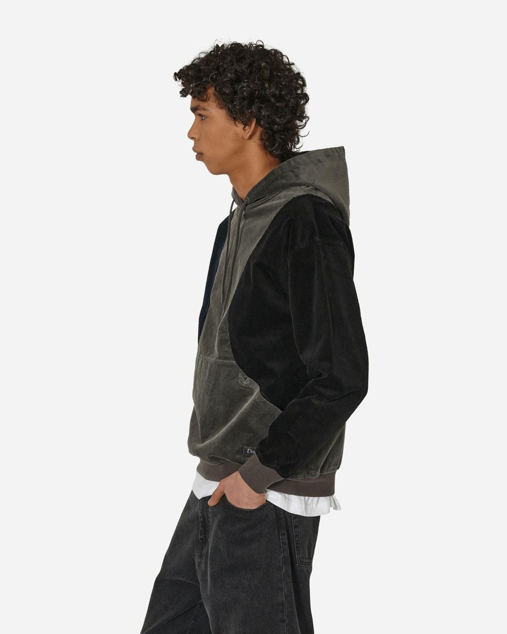 Dime Black Wave Corduroy Hoodie Charcoal for men