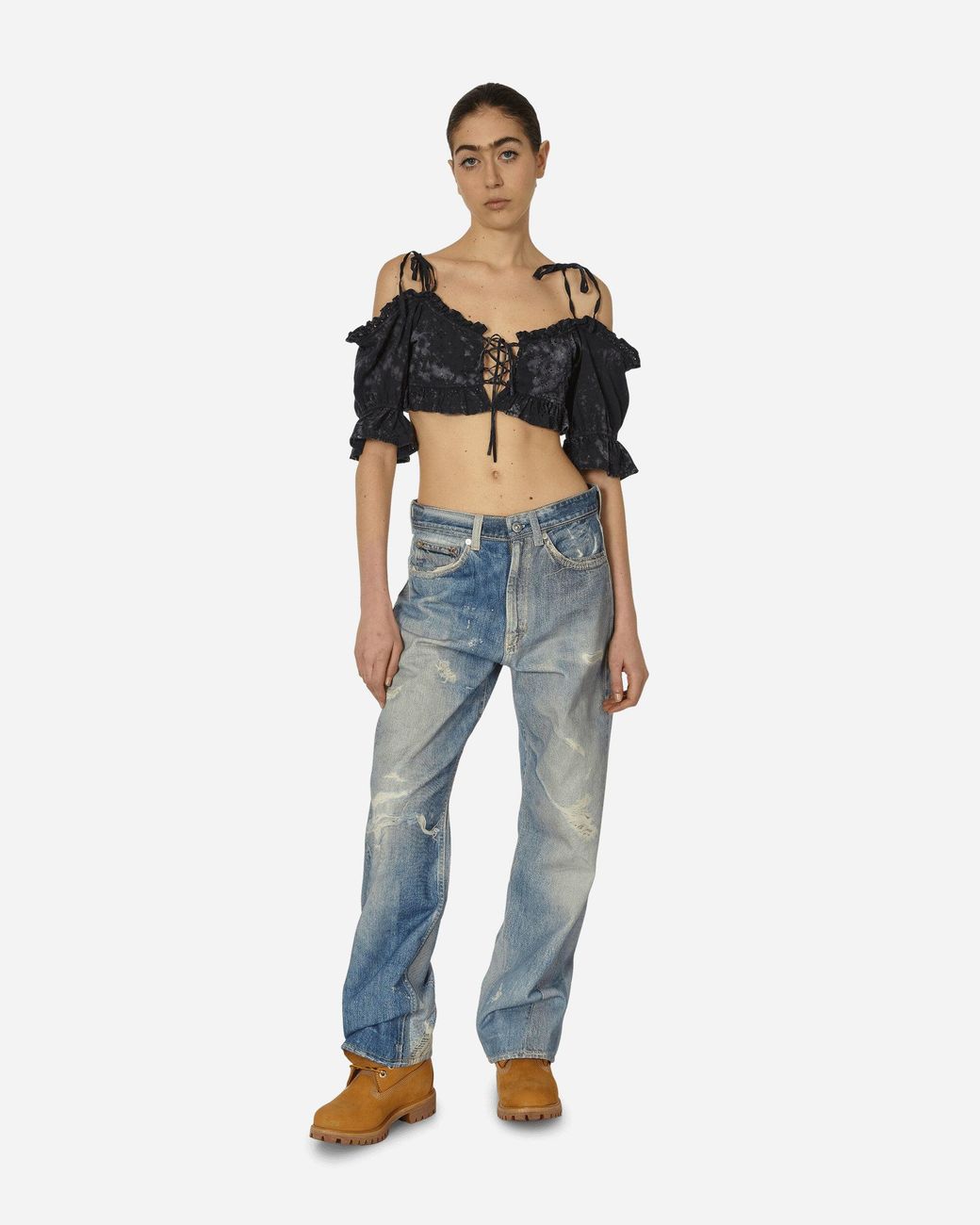 Guess Blue Dyed Sangallo Top Washed Out