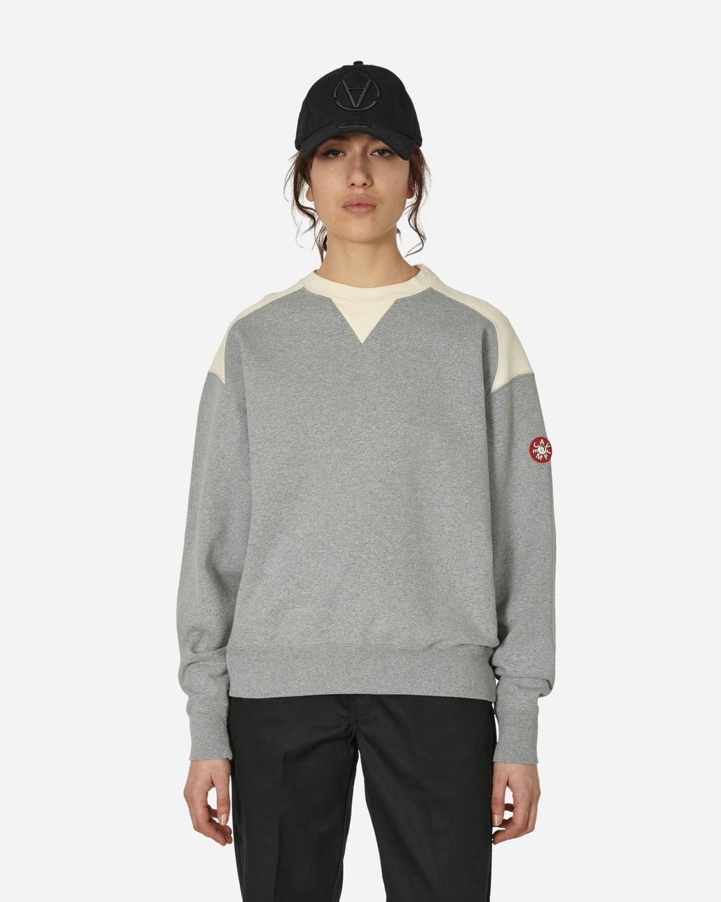 Cav Empt Panel Shoulder Crewneck Sweatshirt in Grey for Men
