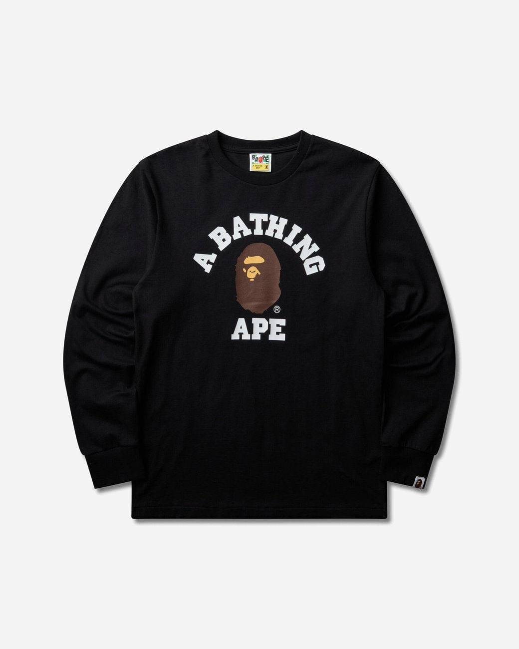 A Bathing Ape Black Men S College Longsleeve T-shirt for men