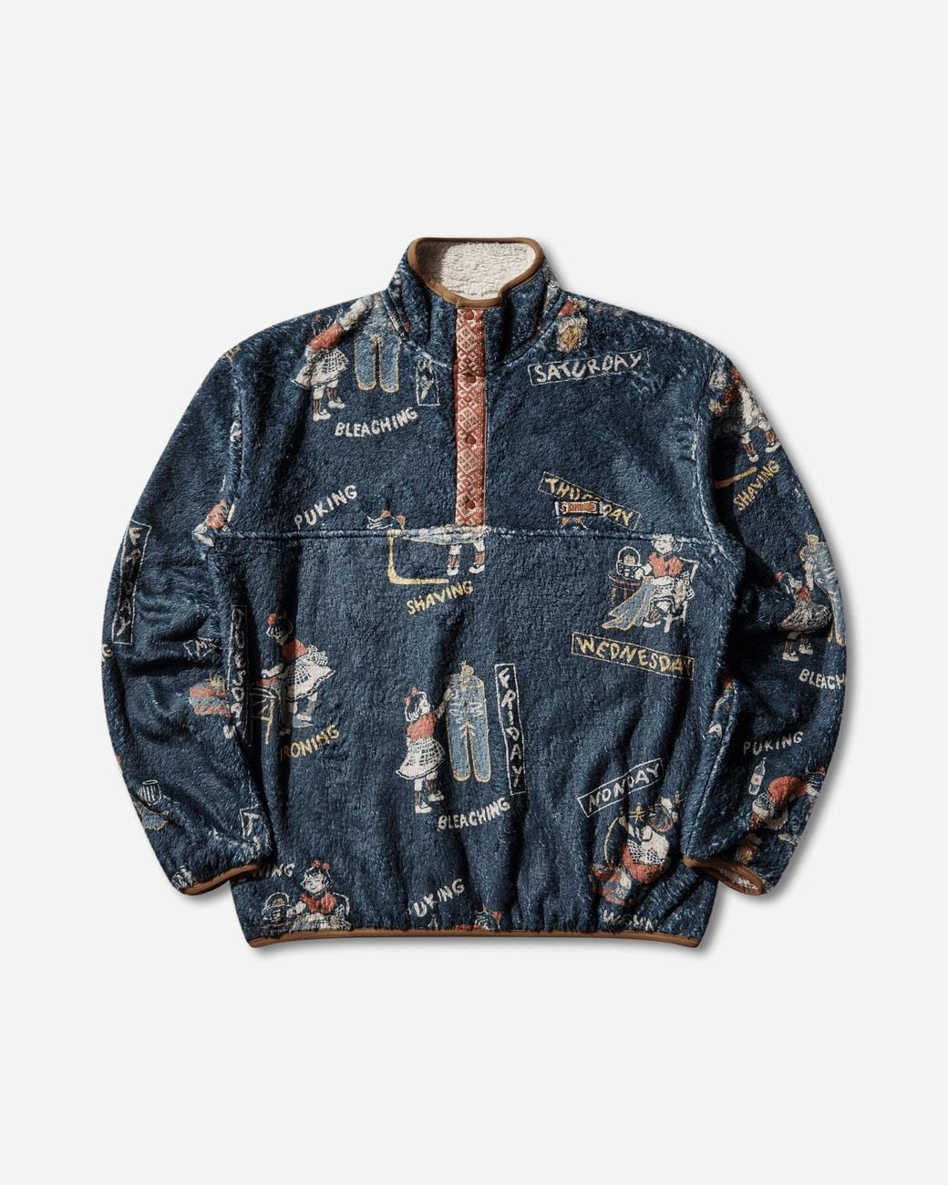 Kapital Blue S Kountry Calendar Fleece Pullover for men