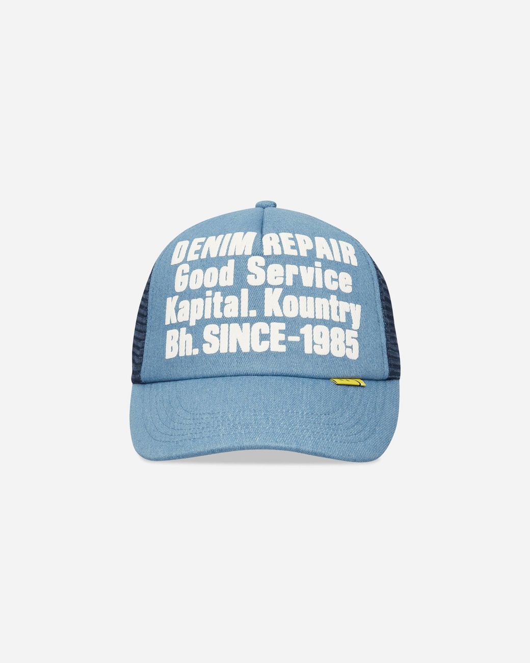 Kapital Blue Denim Repair Service Denim Track Cap for men
