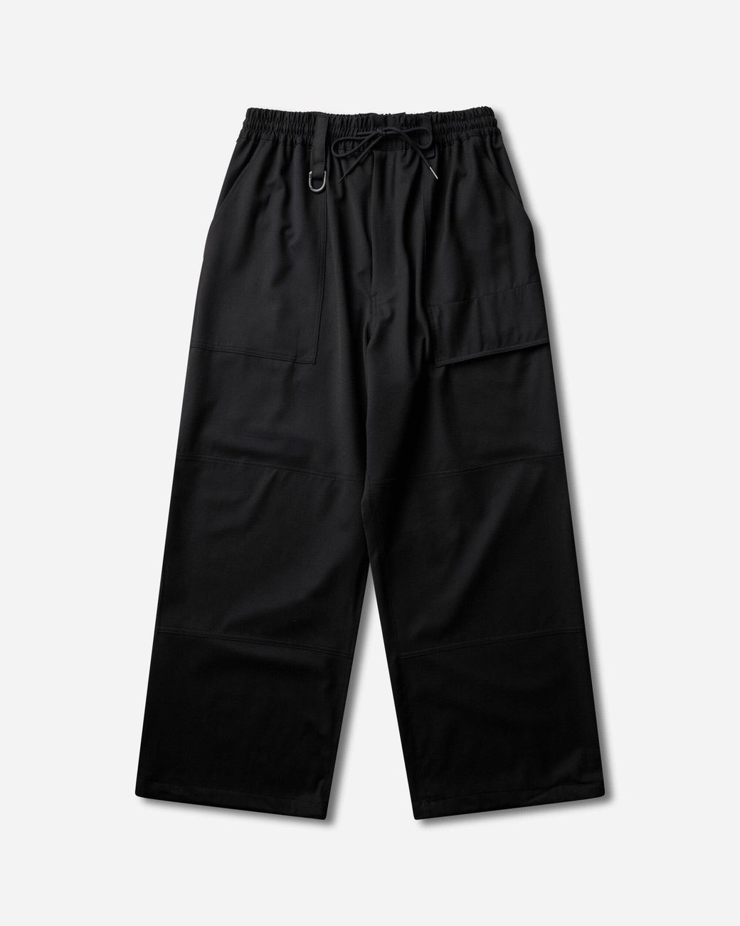 Y-3 Black Wool Wide Trousers for men