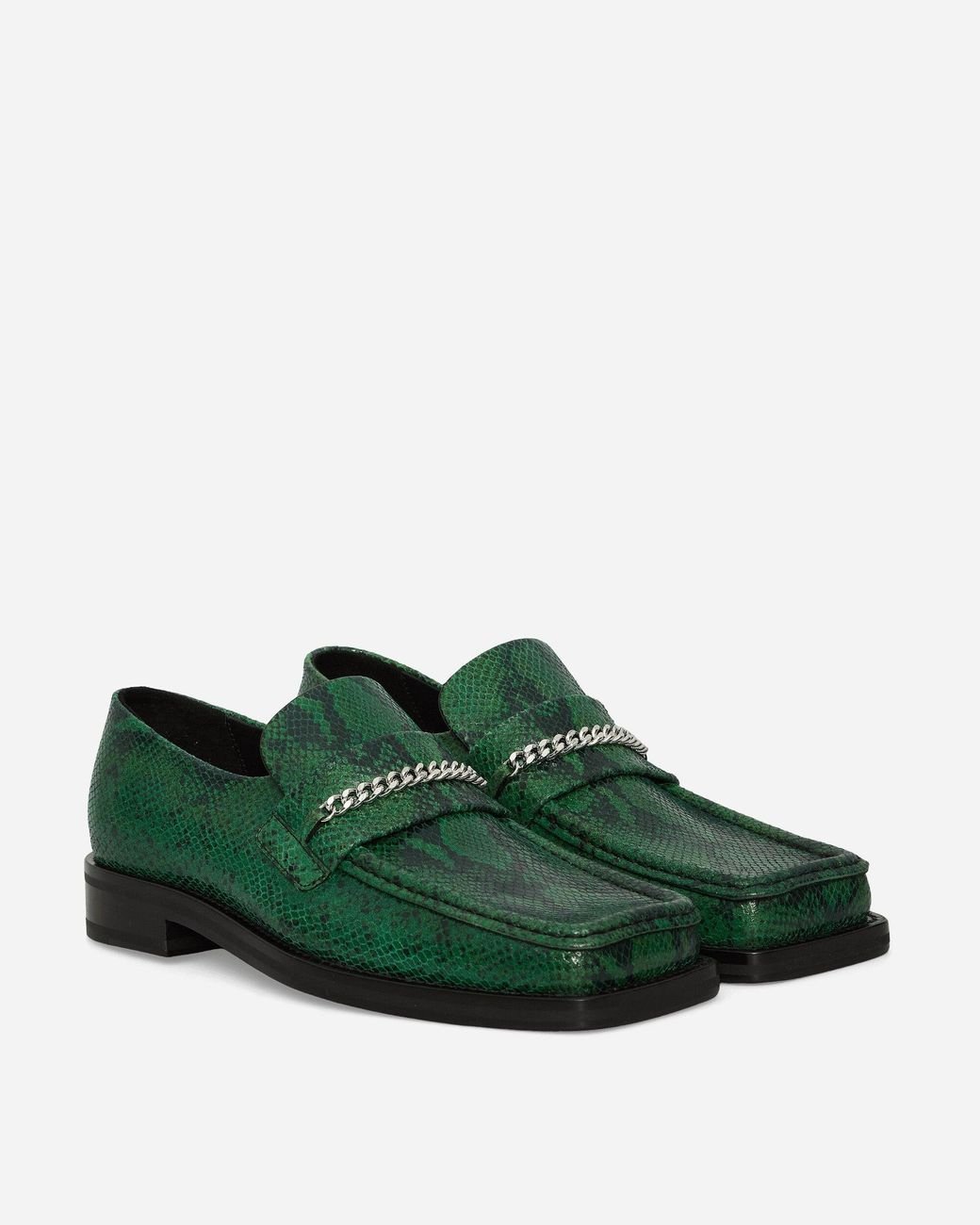 Martine Rose crocodile-effect chain-detail loafers - Green