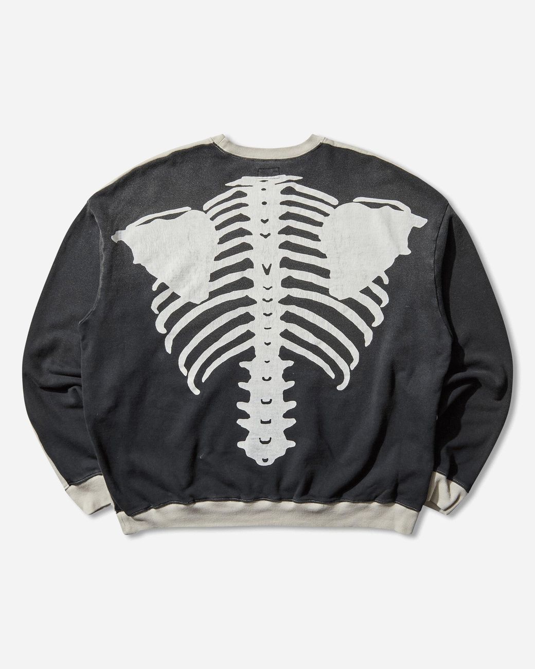 Kapital Gray Men S Sweat Knit 2tones Remake Big Sweatshirt (bone) Ecru / Black for men