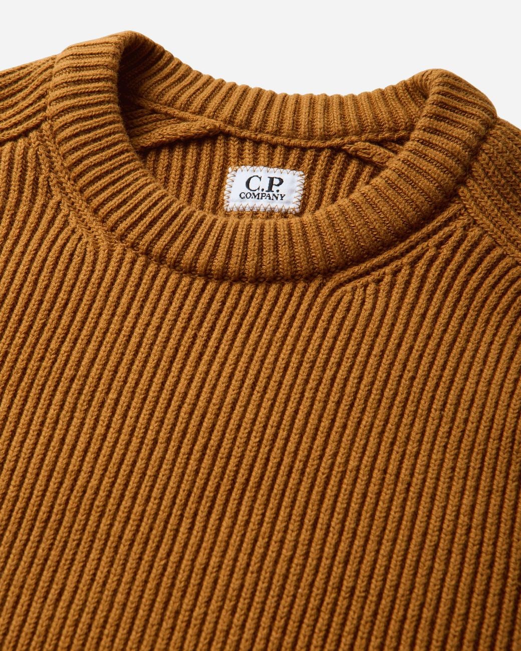 C P Company Brown Men S Full Rib Crewneck Sweater Buck Thorn for men