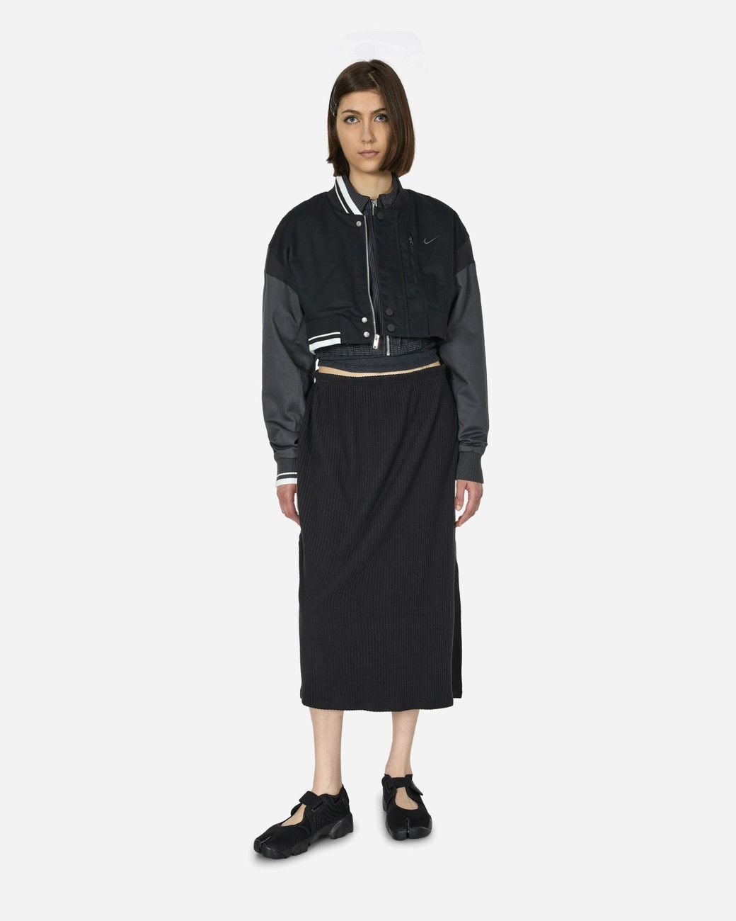 ★NIKE★W NSW DESTROYER CROPPED CANVAS ジャケット★追跡可 Nike Destroyer Cropped Canvas Jacket / Anthracite in Black