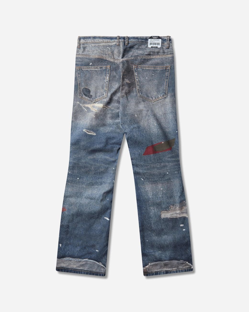 Protocol Index Blue S Trompe-L Oeil Semi Flare Jeans for men