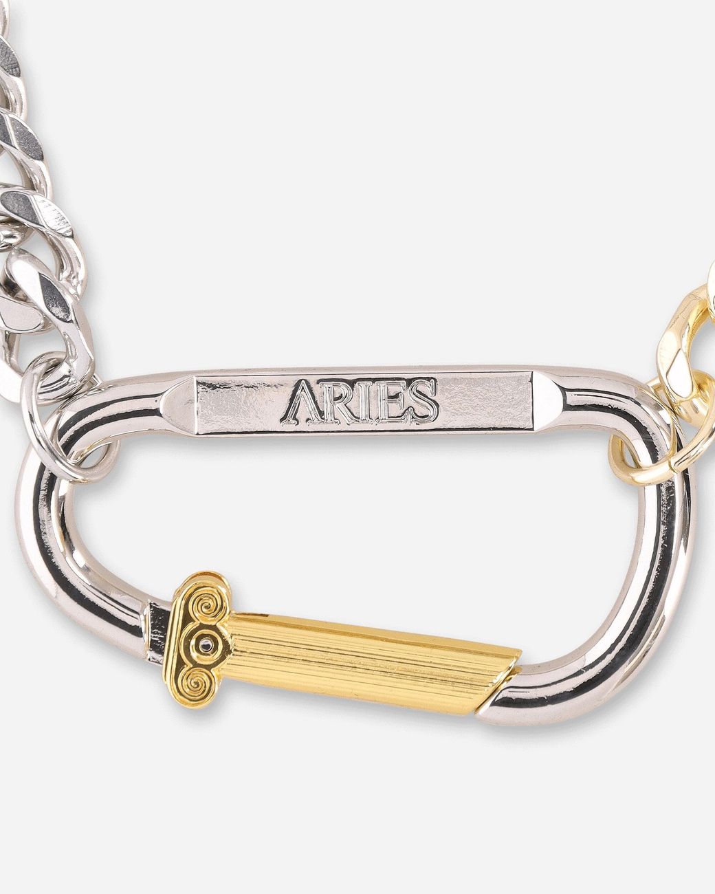 Aries Metallic Column Carabiner Necklace for men
