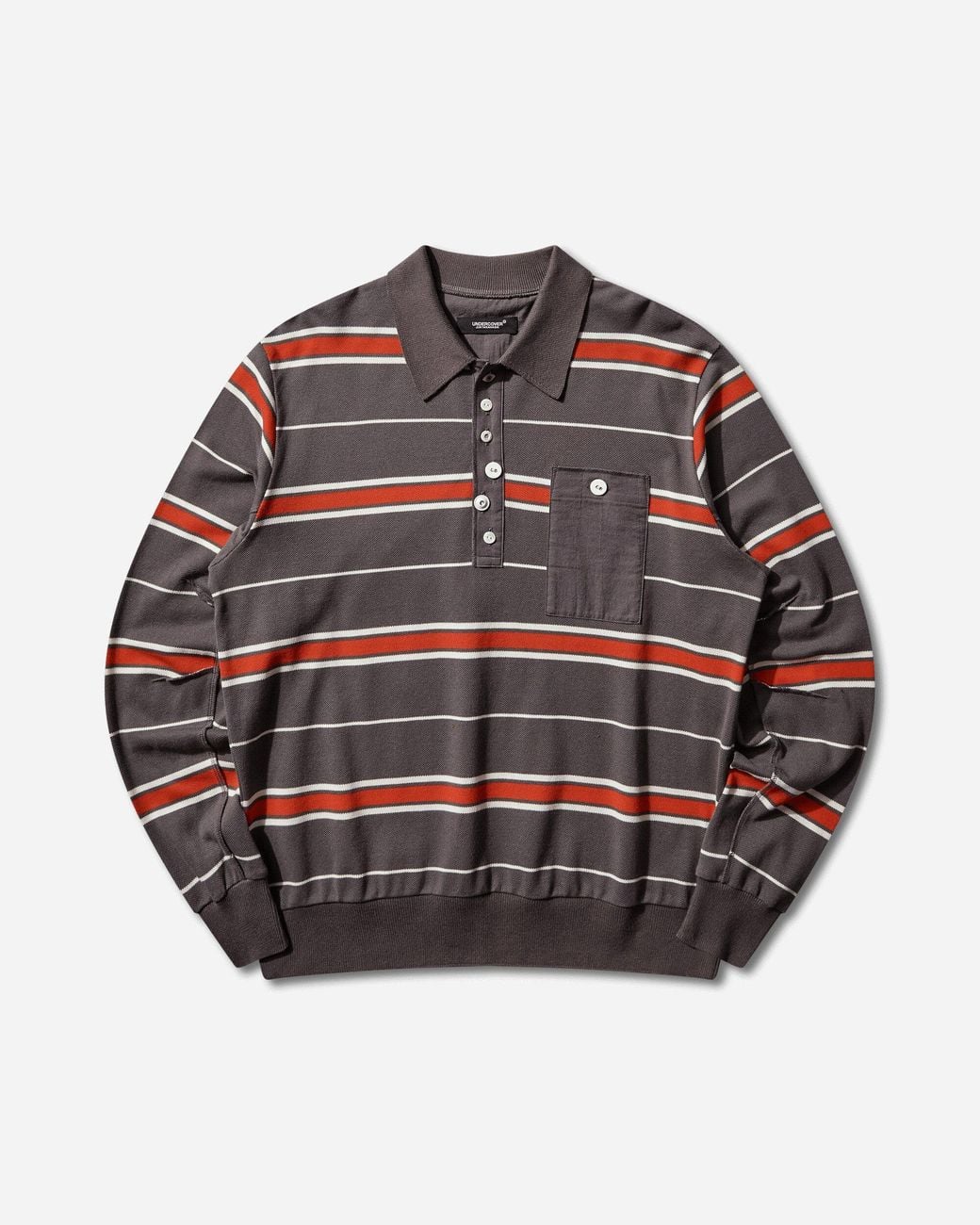 Undercover Gray S Striped Polo Shirt Border for men