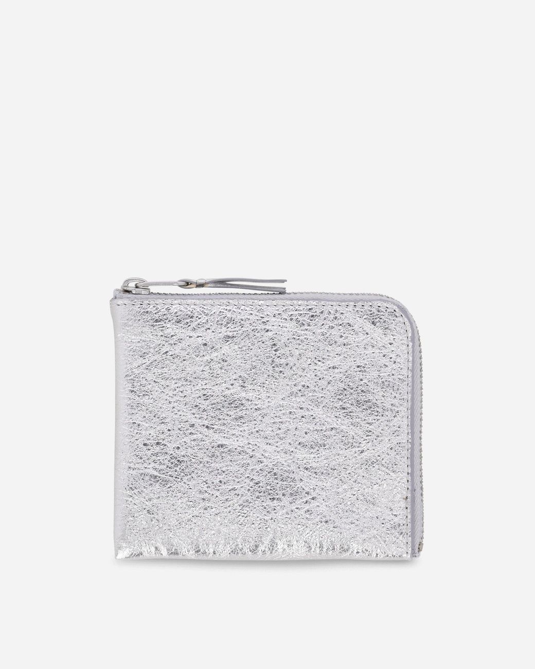 Comme des Garçons White Silver Line Zip Around Wallet Silver for men