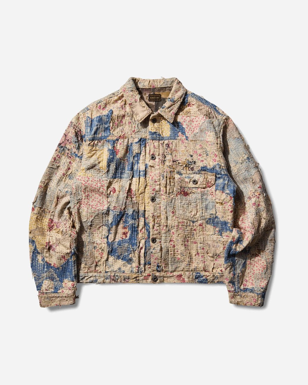 Kapital Natural Men S Champetre Boro Spring Jacket Gray / Beige for men