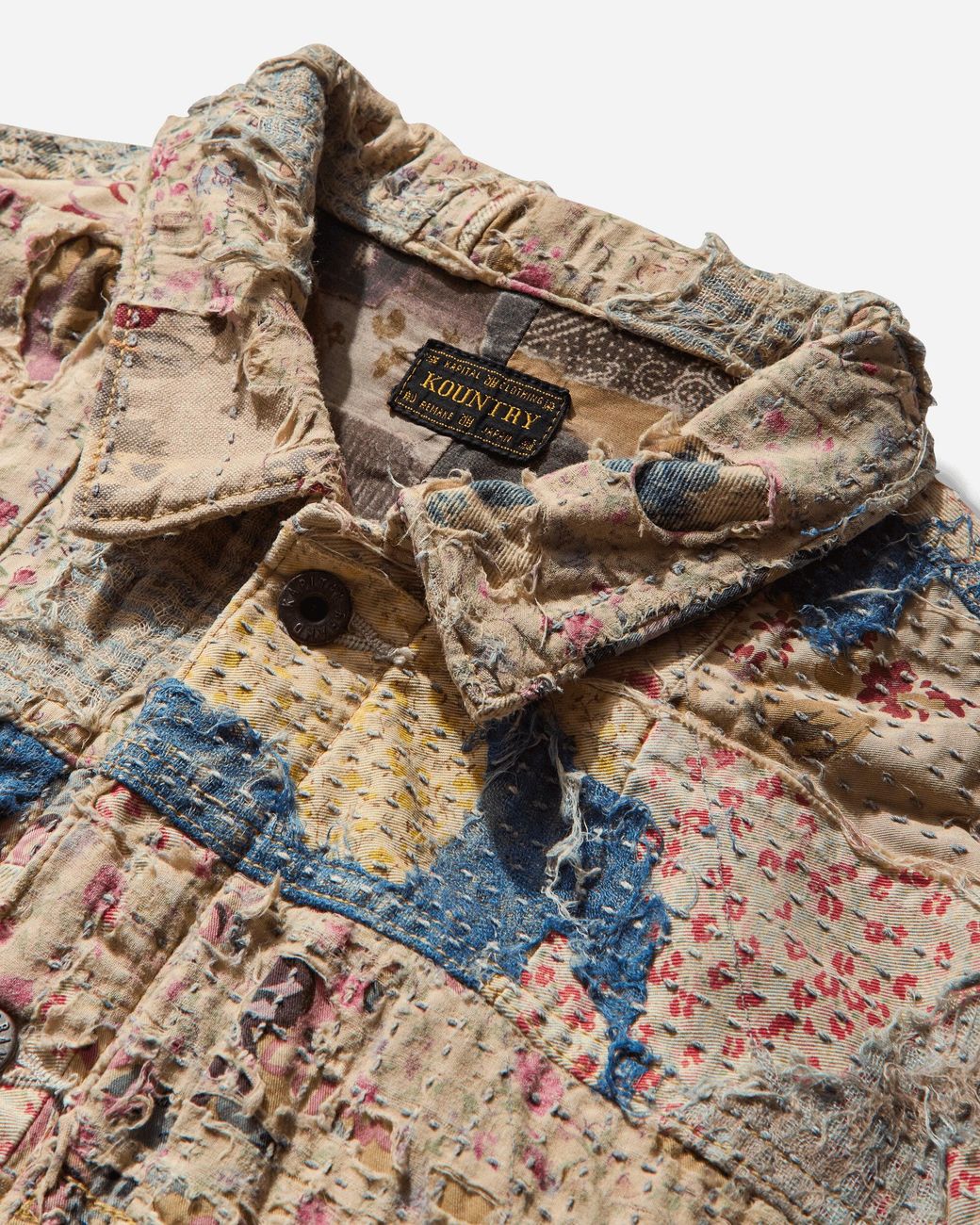 Kapital Natural Men S Champetre Boro Spring Jacket Gray / Beige for men