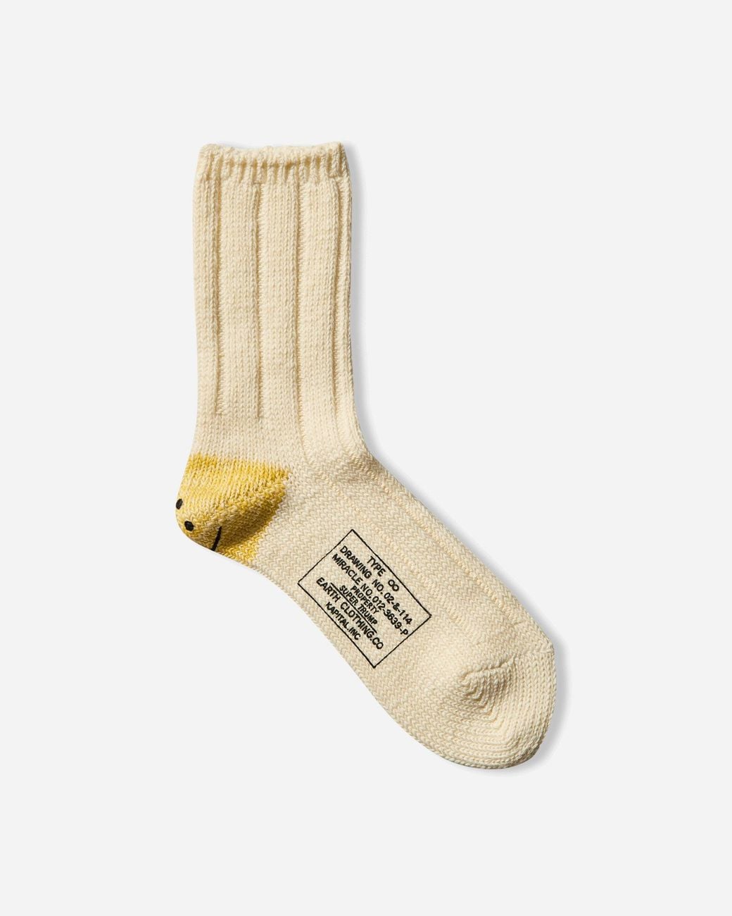 Kapital White 56 Yarns Ma-1 Rainbowy Happy Heel Socks for men