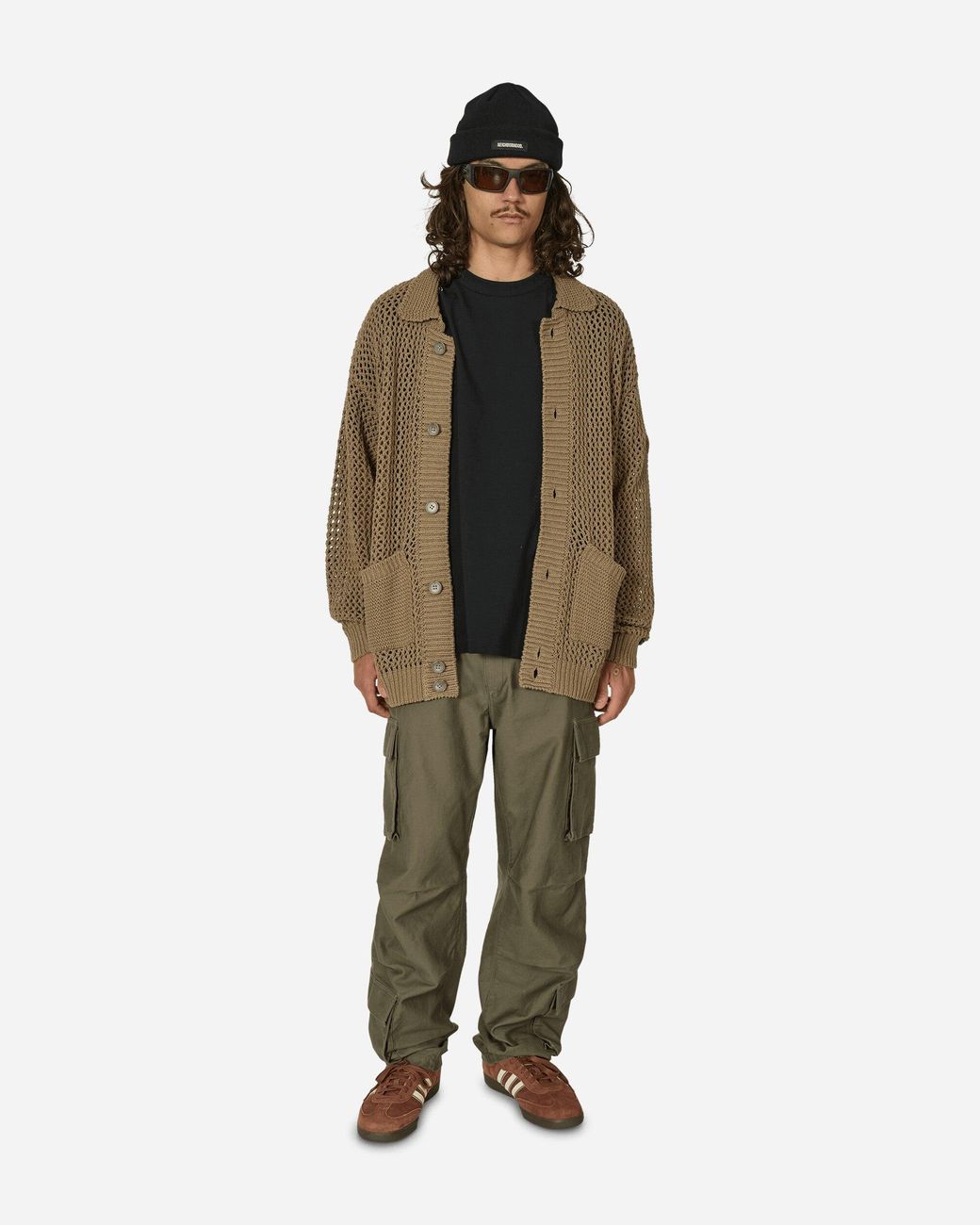 トップス cavempt c.e COLLARED MESH KNIT CARDIGAN cav-empt-Green-Collared-Mesh-