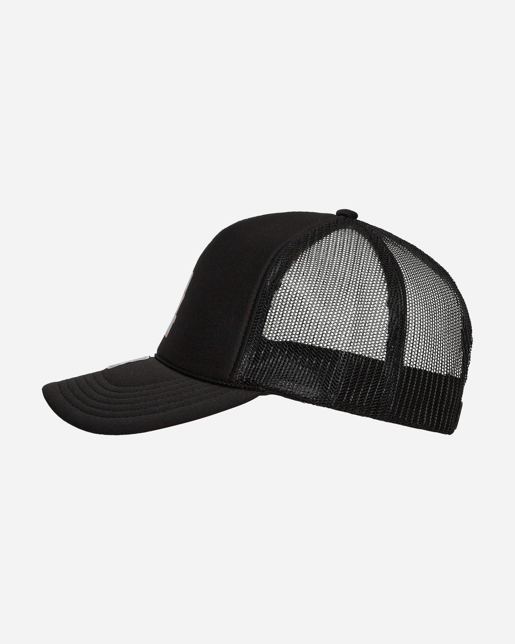 Anything Black Stacked Trucker Hat for men