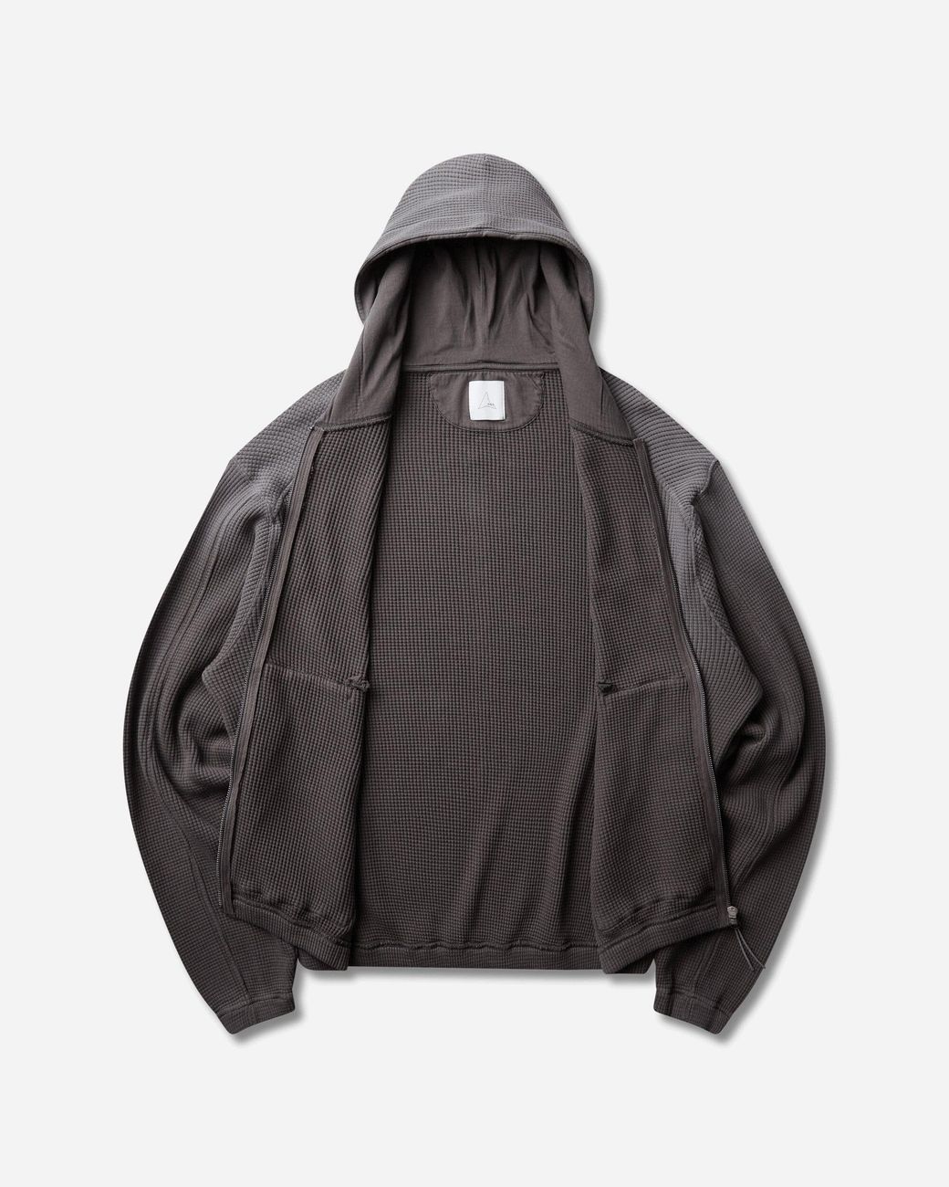 Roa Gray Bee Sun Faded Organic Waffle Zip-Up Hoodie Graphite for men