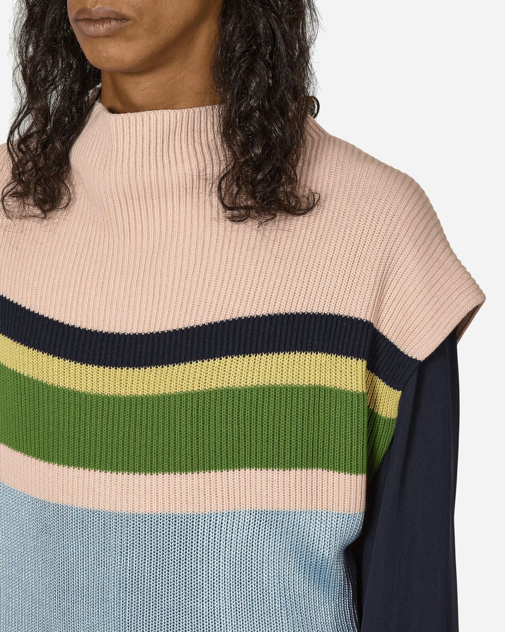 Kiko Kostadinov Blue Essick Stripe Short Sleeve Sweater Sky for men