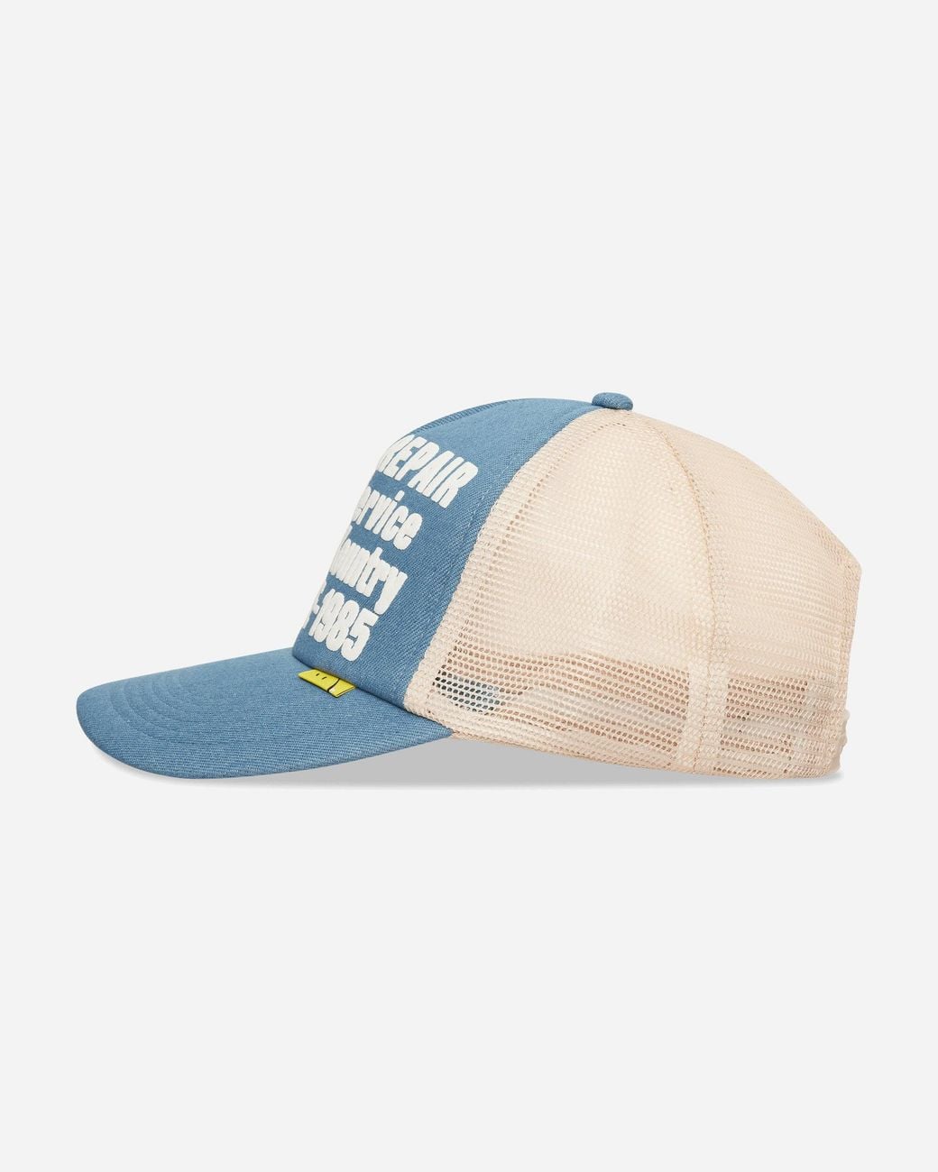 Kapital Blue Denim Repair Service Denim Track Cap Ecru for men