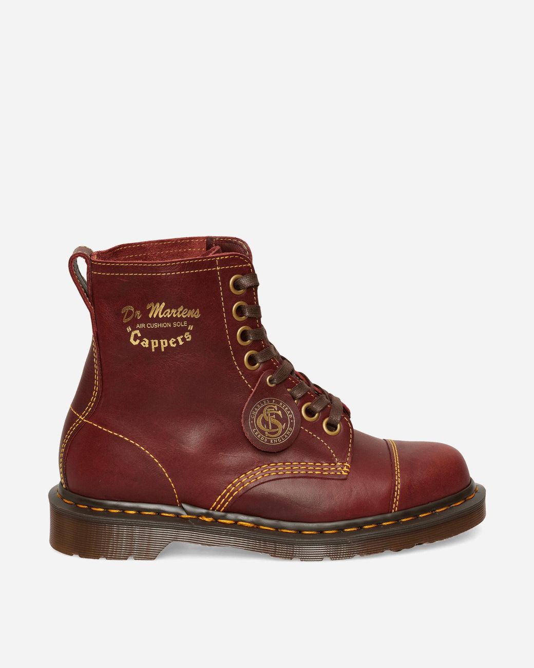 Dr. Martens Brown 1460 Cappers Classic Calf Leather Lace Up Boots Burgundy for men
