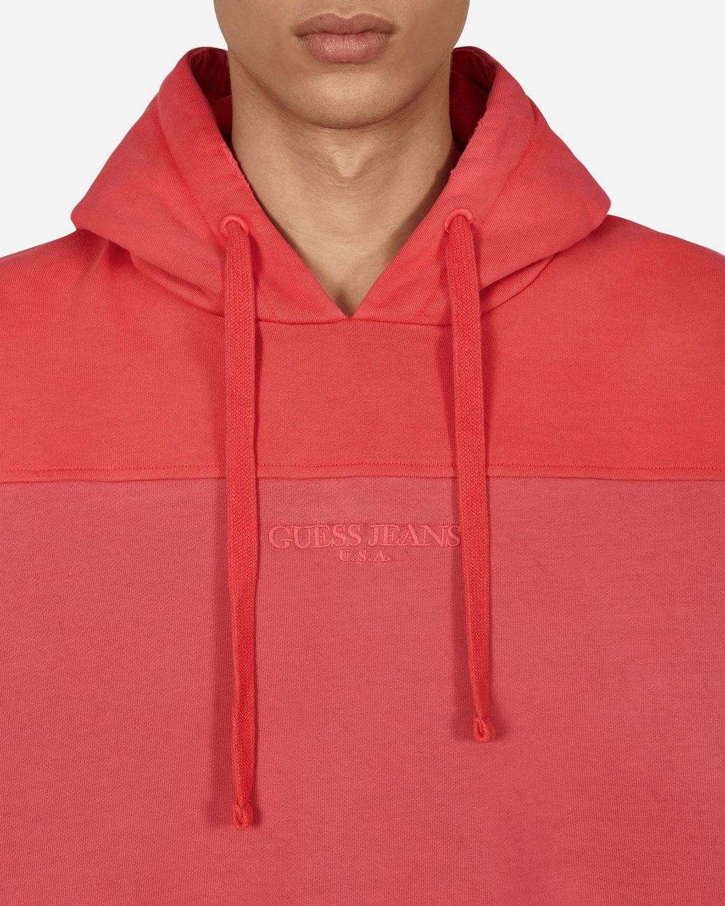 Guess Red Two Tone Hooded Sweatshirt for men