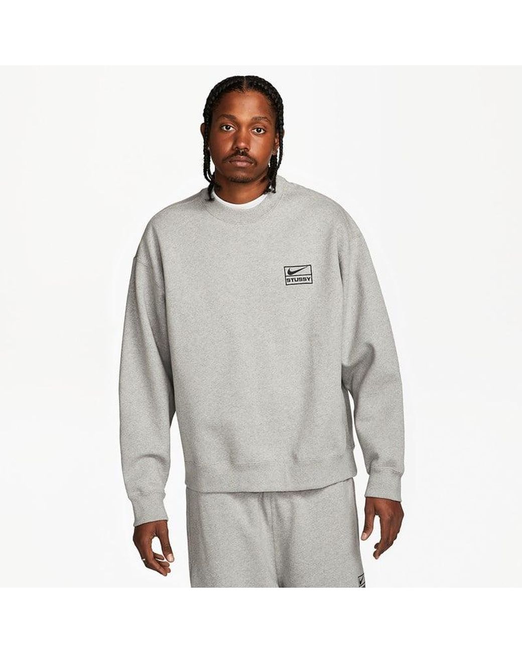 Nike Fleece Crew X Stussy in Gray | Lyst