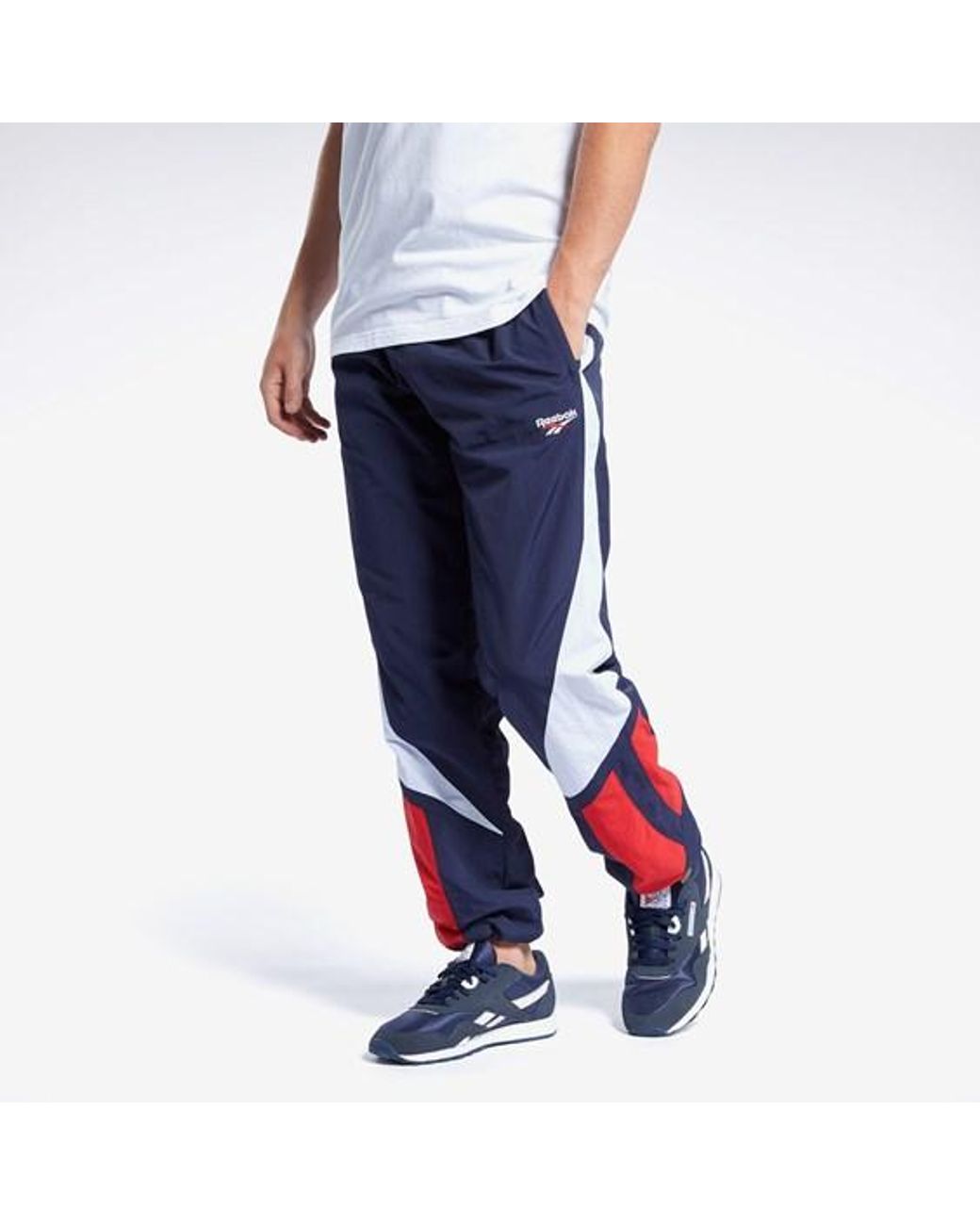 Reebok Synthetic Classics Twin Vector Tracksuit Bottoms in Blue for Men