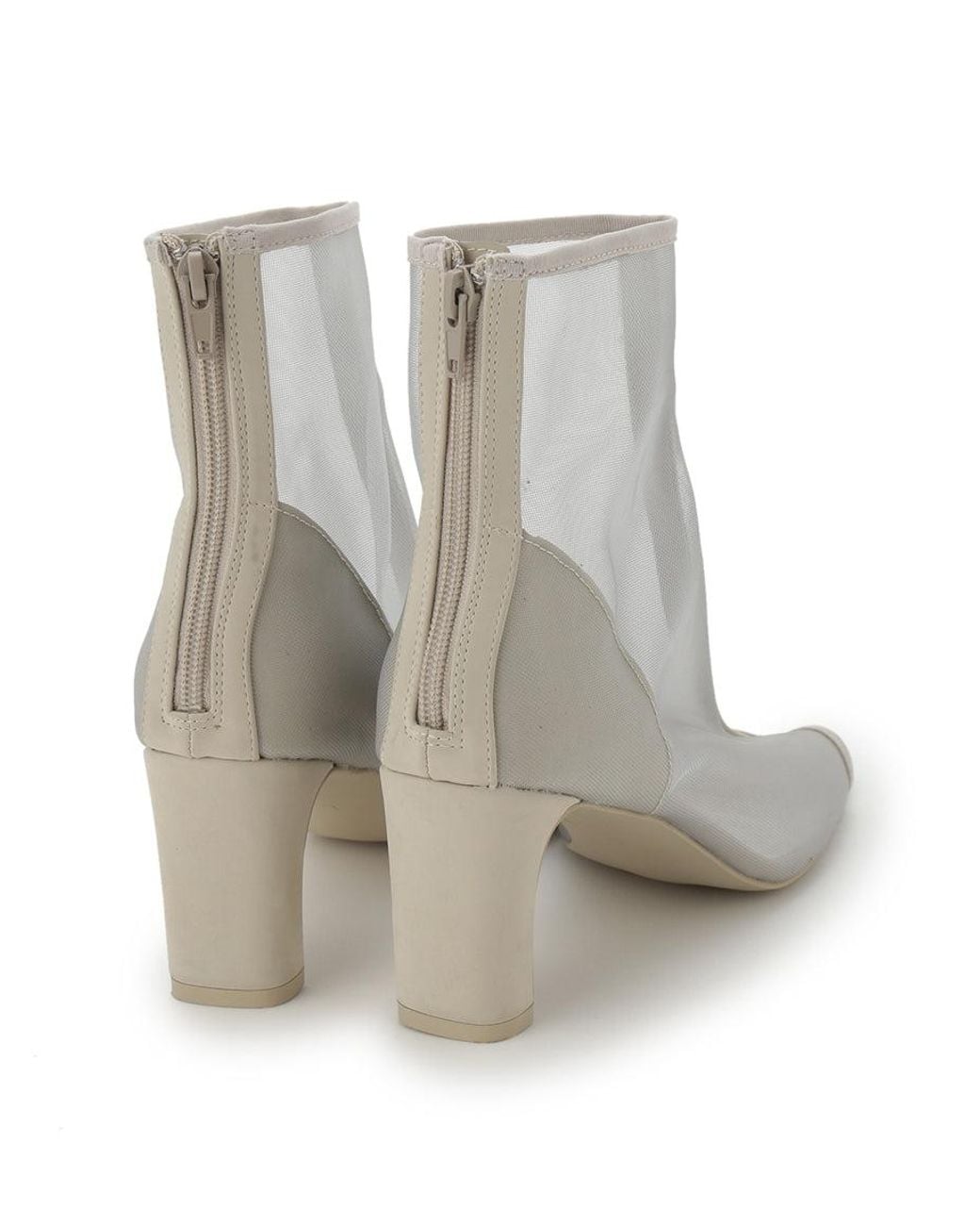 SNIDEL Gray Open Toe Mesh Ankle Boot