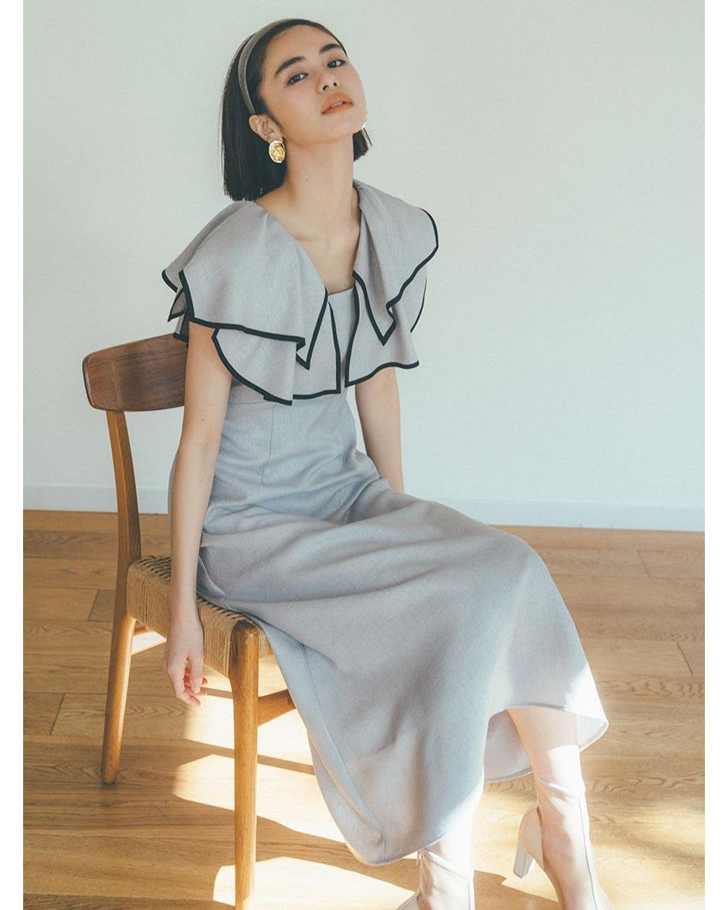 SNIDEL Gray Open Toe Mesh Ankle Boot