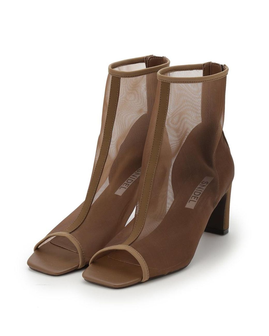 SNIDEL Gray Open Toe Mesh Ankle Boot