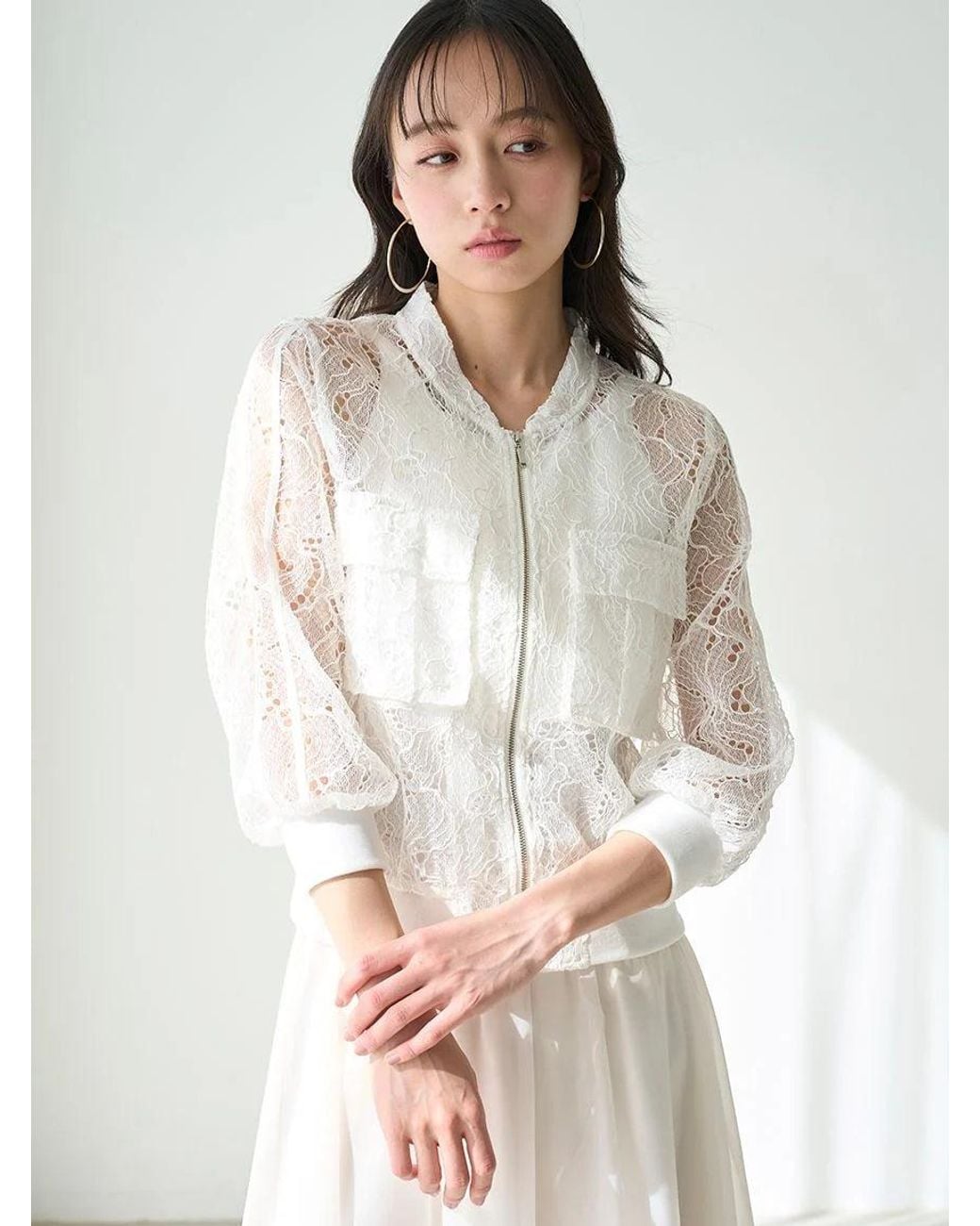 SNIDEL White Sheer Blouson Jacket