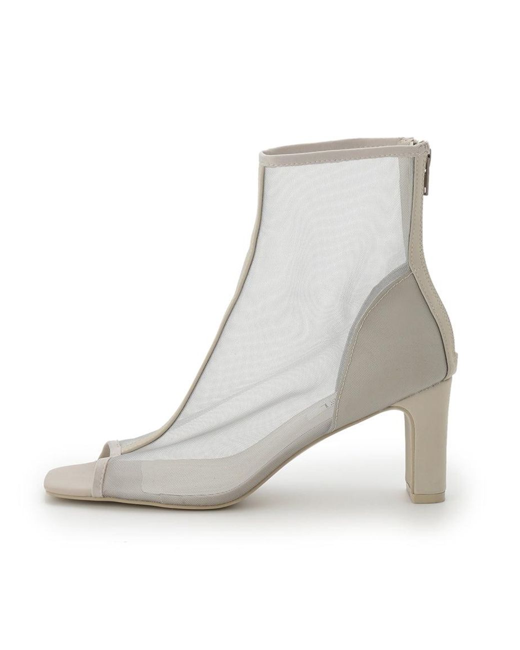 SNIDEL Gray Open Toe Mesh Ankle Boot