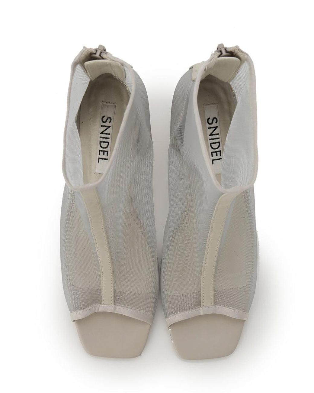 SNIDEL Gray Open Toe Mesh Ankle Boot