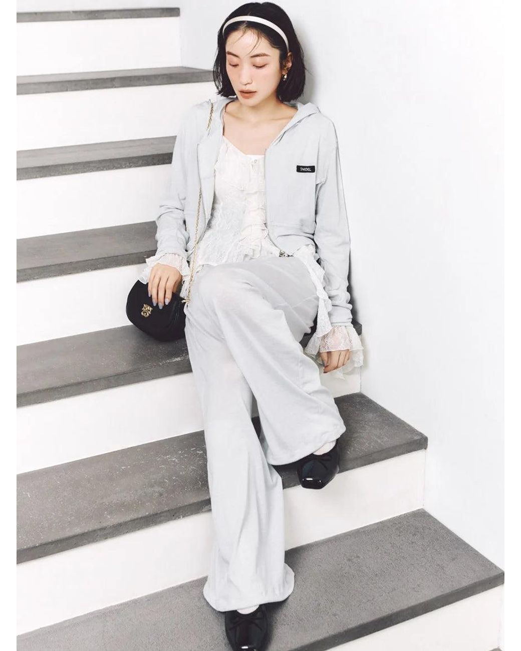 SNIDEL Natural Cut Lace Ruffle Pullover