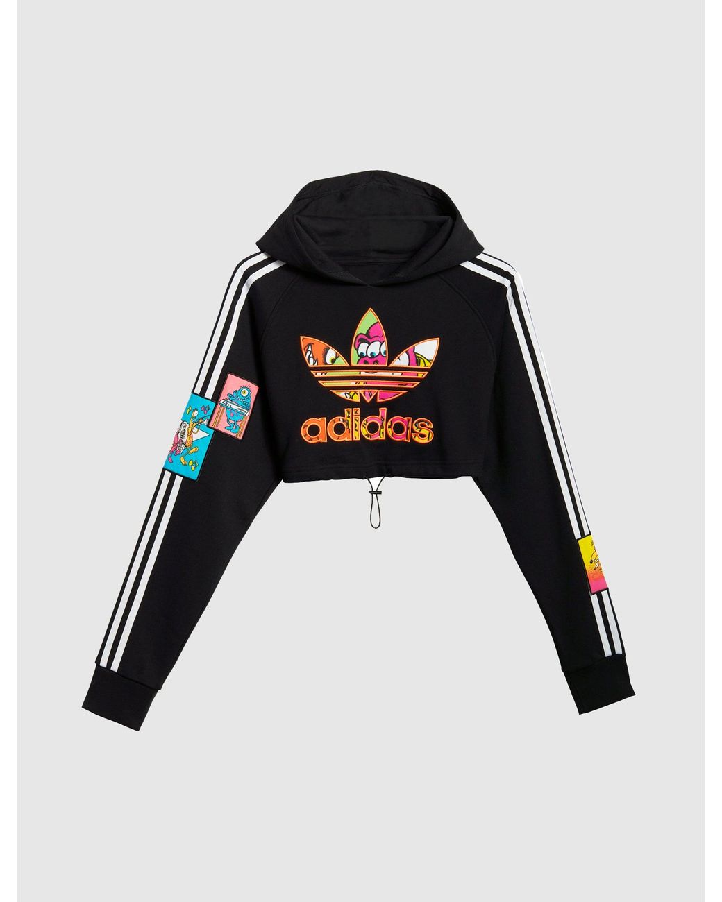 adidas Jeremy Scott Crop Hoodie in Black | Lyst