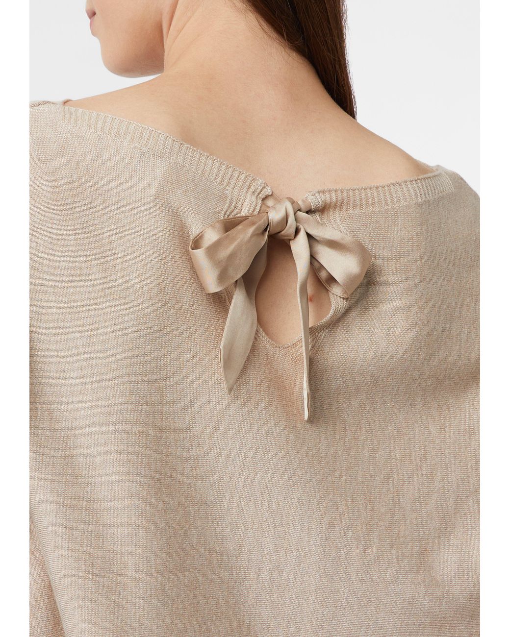 Comma, Natural Feinstrickpullover Mit Schleifendetail