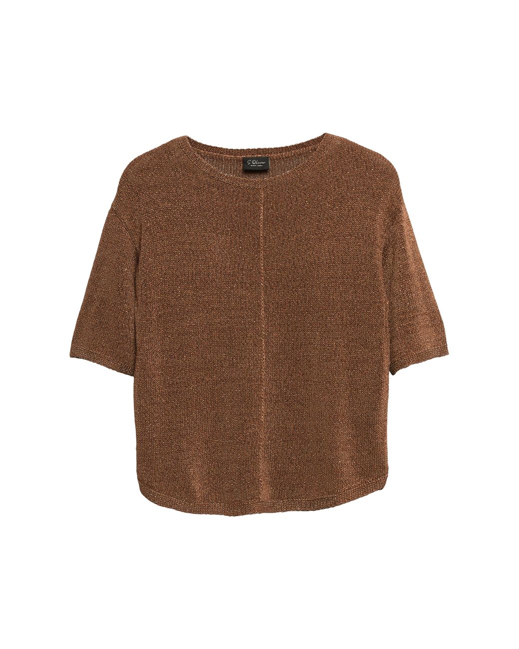 S.oliver Brown Kurzarm-Strickpullover Mit Glitzergarn