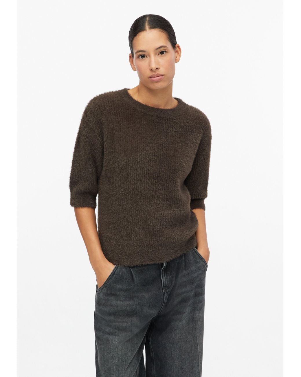 S.oliver Brown Weicher Strickpullover Mit Effektgarn