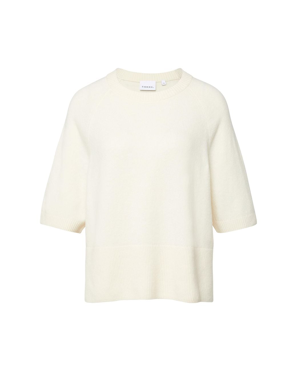Comma, White Feinstrickpullover Mit Halbarm