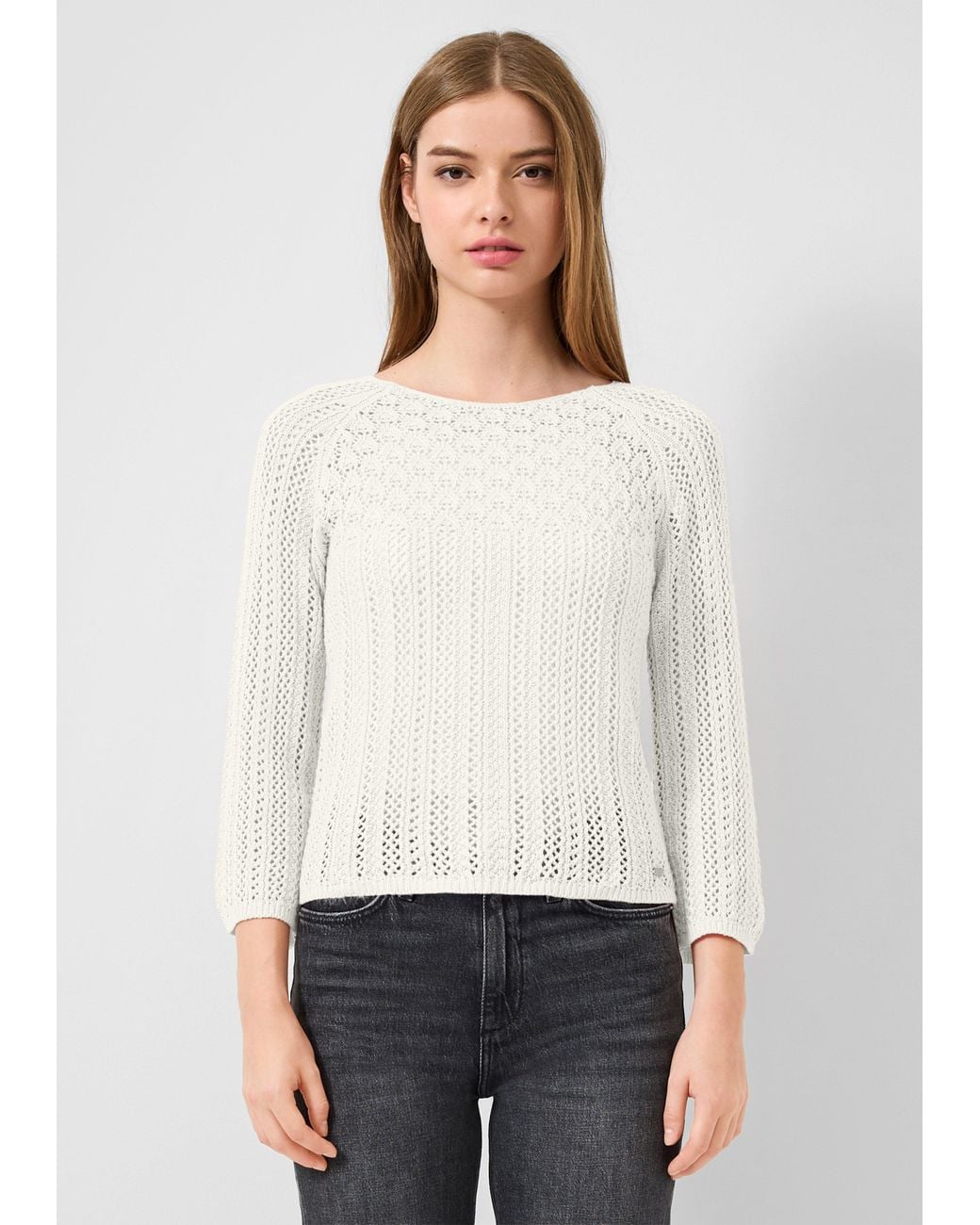 QS White Ajourpullover