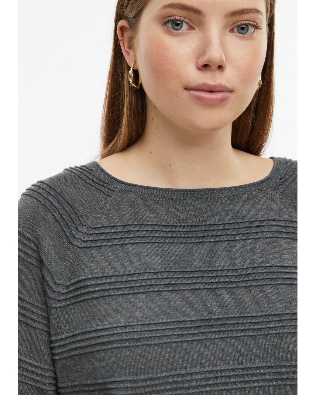 QS Gray Pullover Mit Strukturstreifen