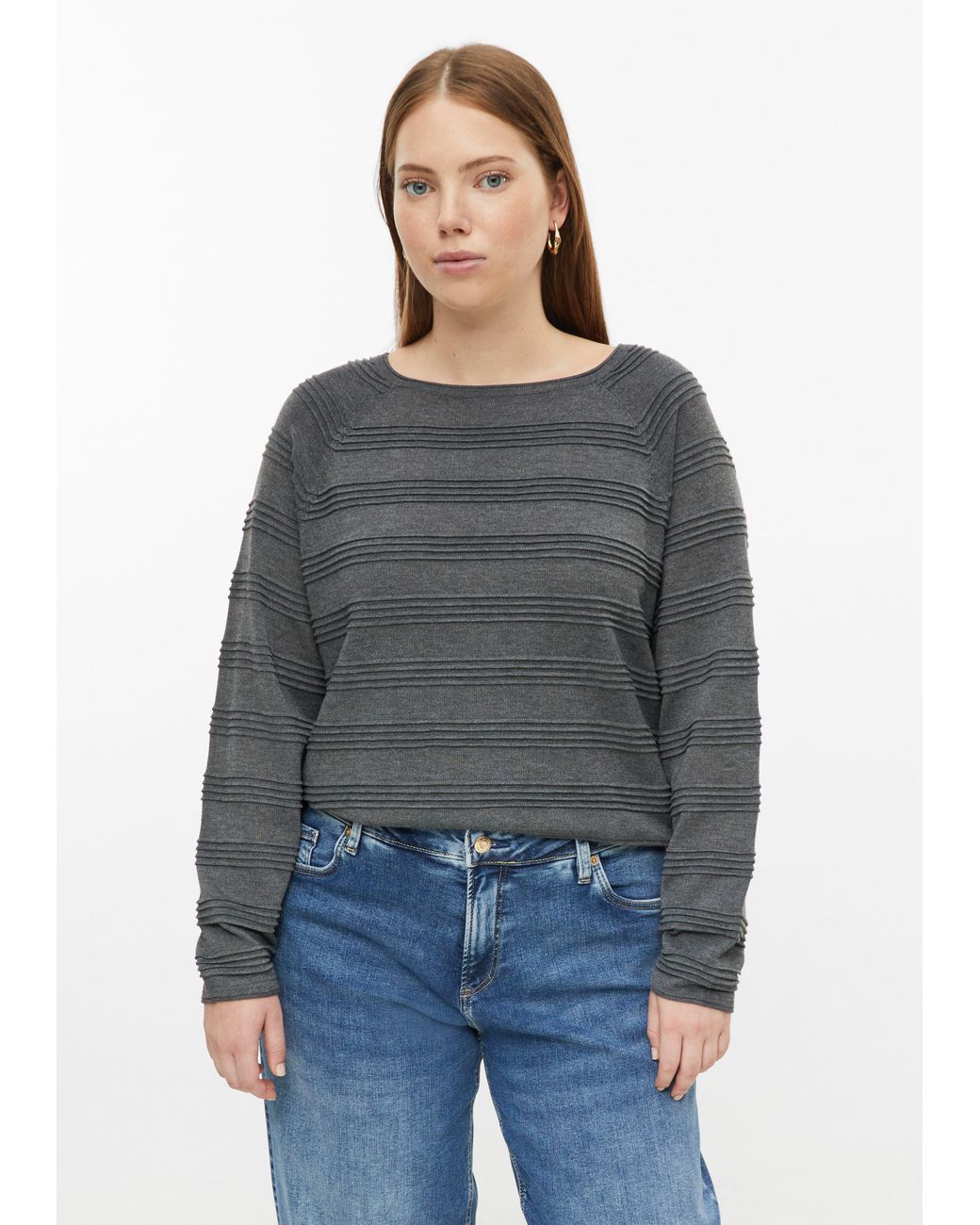 QS Gray Pullover Mit Strukturstreifen