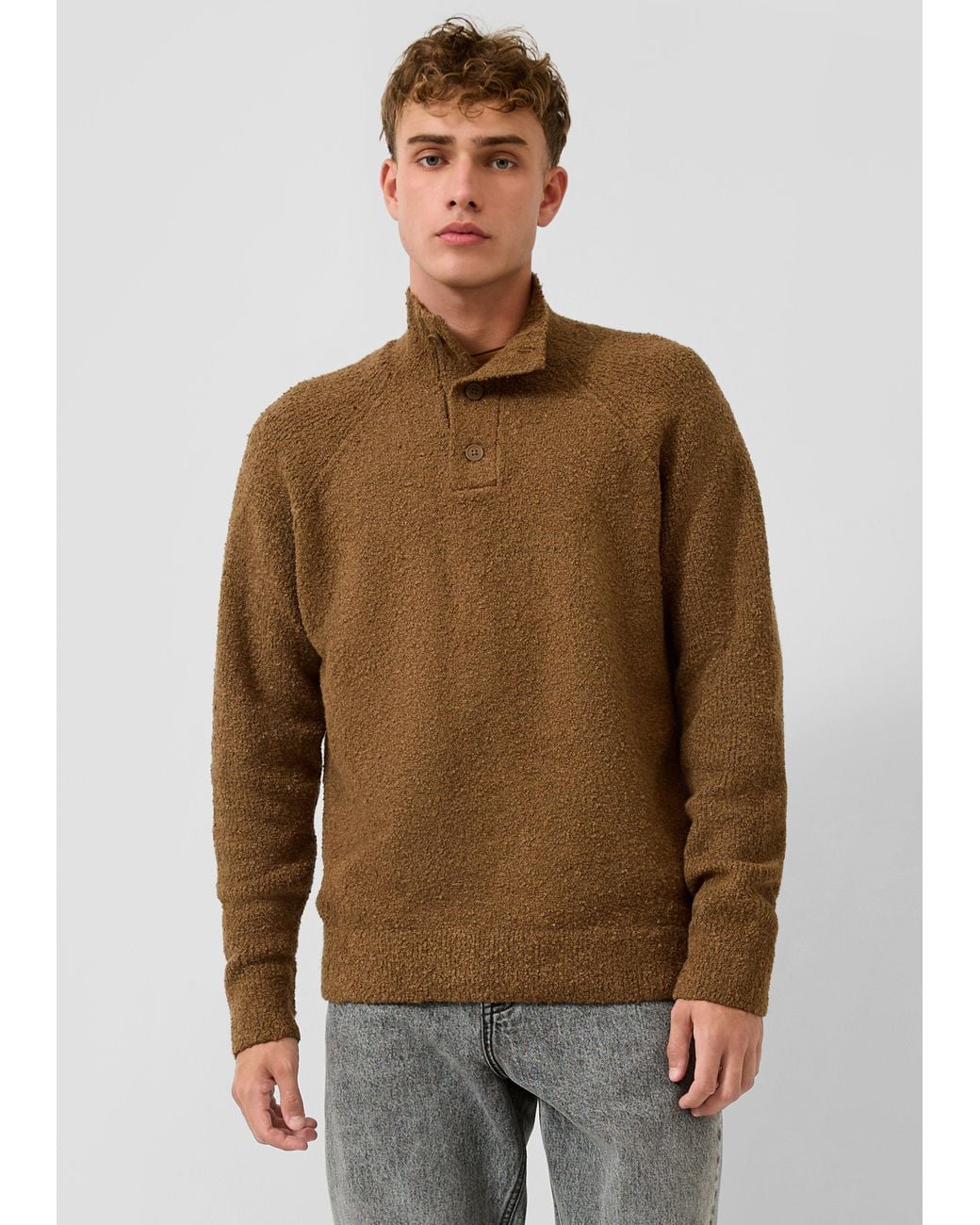 QS Pullover Aus Bouclegarn in Natural für Herren