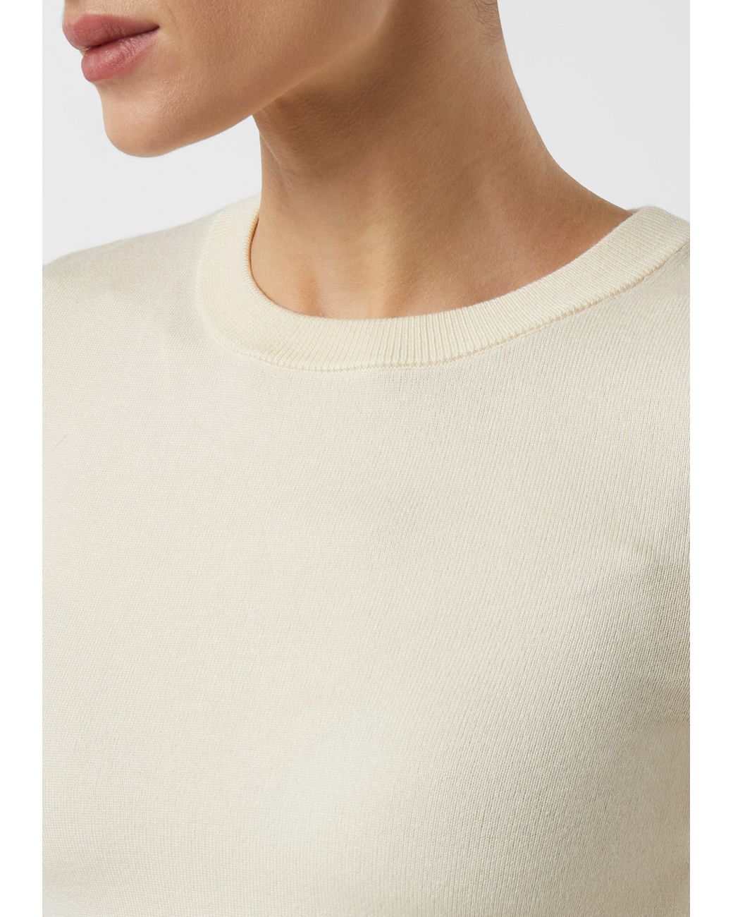 Comma, White Kurzarmpullover Im Slim Fit