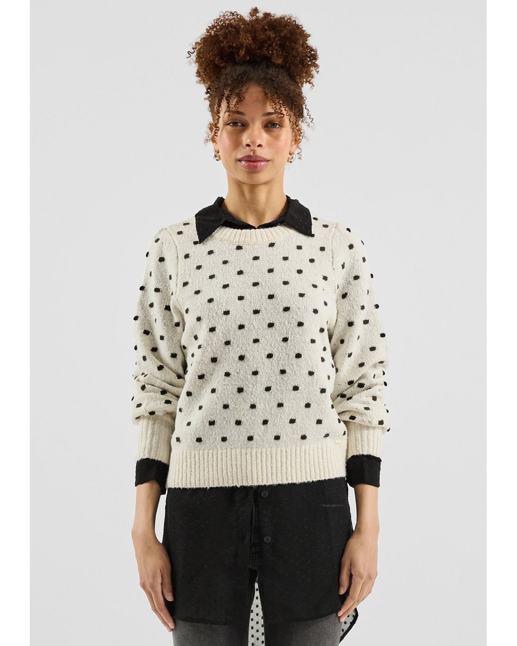 QS White Pullover Mit Punkten